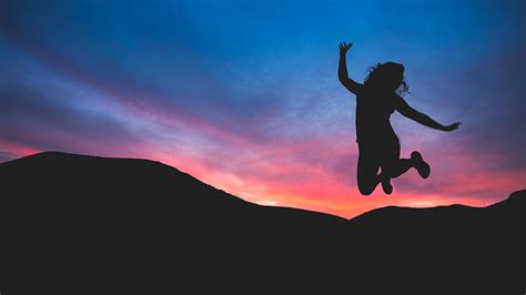 Silhouette Of Person Jumping During Dawn HD Wallpaper Peakpx