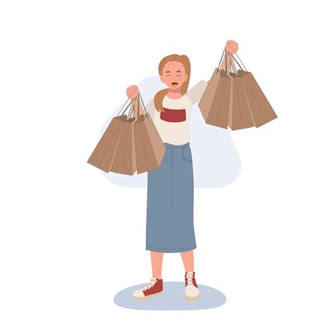 Premium Vector Shopping Concept Woman Showing Her Shopping Bags Flat