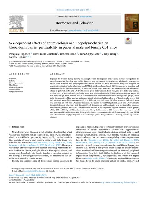 PDF Sex Dependent Effects Of Antimicrobials And Lipopolysaccharide On