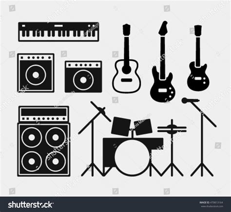 Music Rock Band Instruments Set Piano Stock Vector (Royalty Free ...