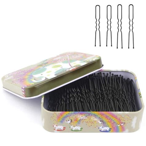 200pcs U Shaped Hair Pins Black with Cute Case, Hairpins for Buns ...