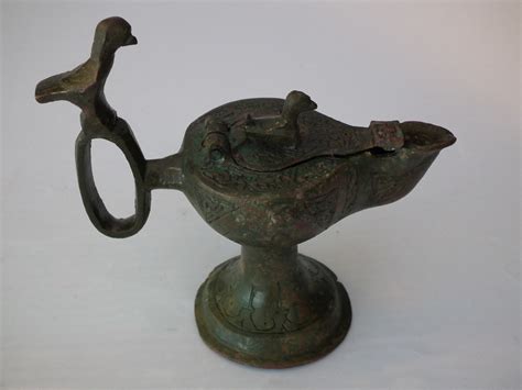 Antique Medieval Islamic Bronze Oil Lamp Khorasan Seljuk Seljuq Turks