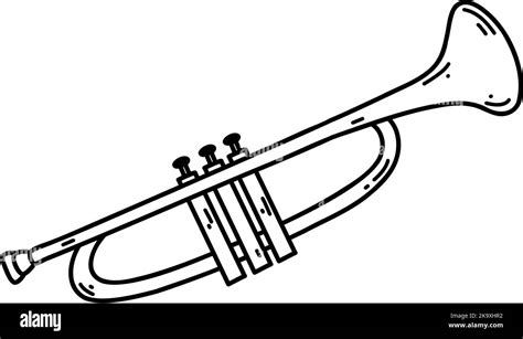 Doodle Trumpet Pipe Vector Sketch Illustration Of Musical Instrument