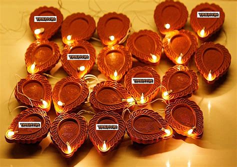 Yashvin® Light Brown Diya Light 2m Electric 21 Deepak Led Fairy