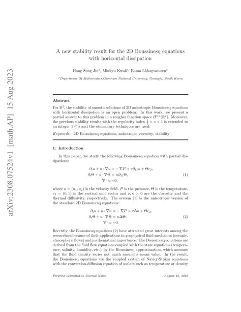 stability result    boussinesq equations