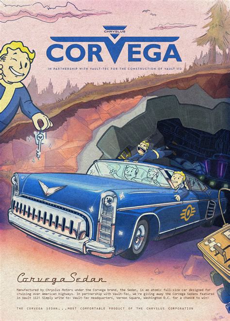 Corvega Sedan | Fallout concept art, Fallout posters, Fallout art