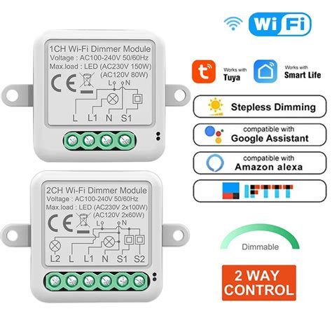 Tuya Zigbee Wifi Dimmer Module 10A Smart Home Diy Breaker 1 2 Gang