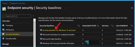 Intune Security Baselines Policies For Windows Or Windows