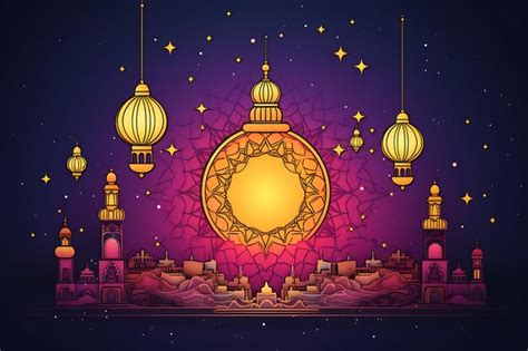 Premium Photo Hand Draw Decorative Eid Mubarak With Colorful Moon