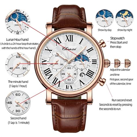 Chenxi Reloj De Pulsera Multifunci N Para Hombre Cron Grafo De Cuarzo