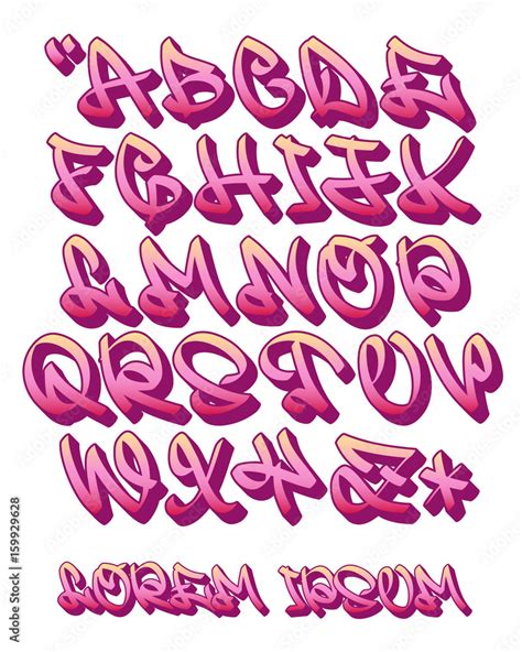 Graffiti alphabet 3D- Hand written - Vector font Stock Vector | Adobe Stock