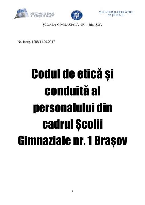 Pdf Codul De Etic I Conduit Al Personalului Din Cadrul De