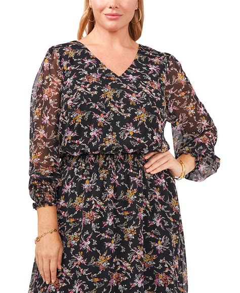 Msk Plus Size Floral Print Smocked Midi Dress Macys