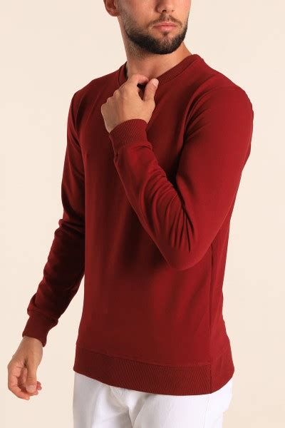 Bordo Regular Fit Basic Erkek Sweat Modam Zbir Modamizbir