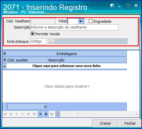 WINT Como Cadastrar Um Vasilhame Por Embalagem Na Rotina 2071