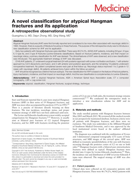 (PDF) A novel classification for atypical Hangman fractures and its ...