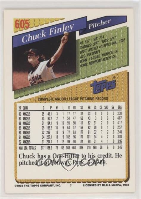 2017 Topps Rediscover Topps Buybacks Bronze 1993 605 Chuck Finley