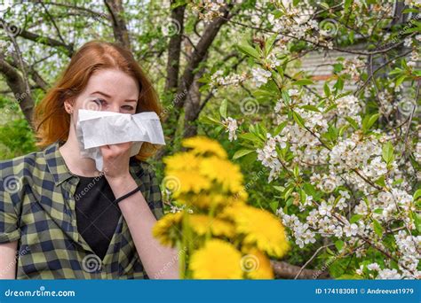 Stagione Allergia Al Polline Delle Angiosperme Giovane Con Il Gruppo