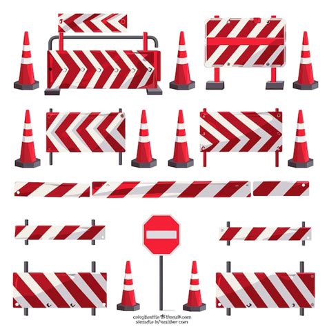 Premium Vector A Collection Of Red And White Signs With A One That