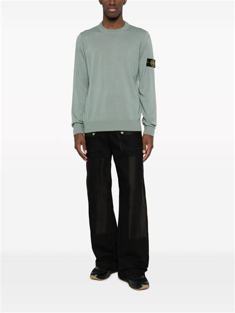 Stone Island Compass Patch Virgin Wool Jumper Farfetch