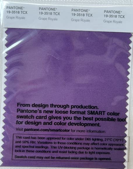 Pantone Tcx Cotton Swatch Card 19 3438 Tcx Bright Violet