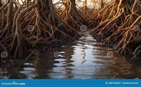 Wetland Estuarine Marsh Landscape Stock Illustration Illustration Of