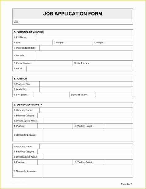 Free Microsoft Word Job Application Template Of Free Employment ...