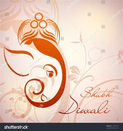 Vektor Stok Illustration Hindu Lord Ganesha Floral Decorative Tanpa