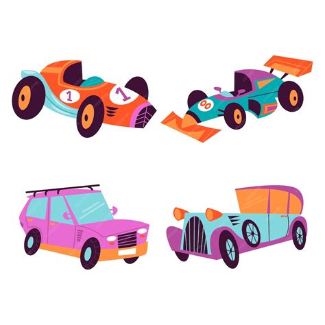 Free Vector | Retro cartoon car stickers collection