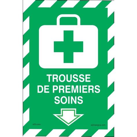 Affiche de sécurité pour trousse de premiers soins avec flèche et