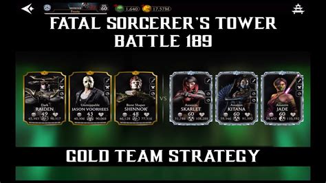 MK Mobile Fatal Sorcerer S Tower Battle 189 Gold Team Strategy YouTube