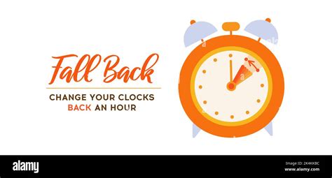 Daylight Saving Time Ends Fall Back Concept Banner Clock Change Back