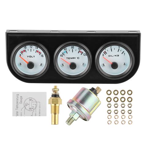 Buy Aqxreight 52mm Triple Gauge Kit Oil Volt Water Gauge Oil