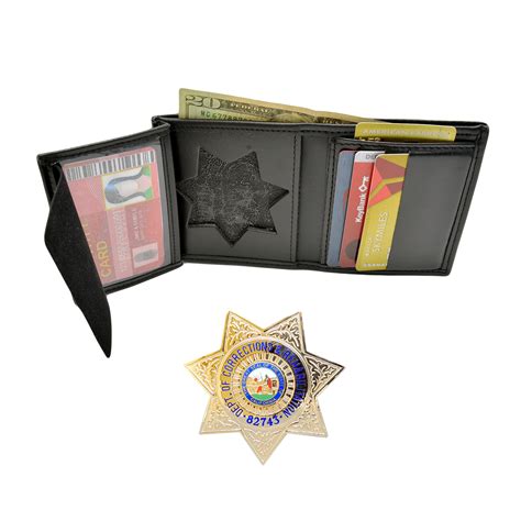 DK-439 California Corrections Flat Badge Hidden Badge and ID Wallet ...