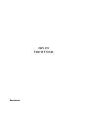 Force Of Friction Docx Phy Force Of Friction Introduction The