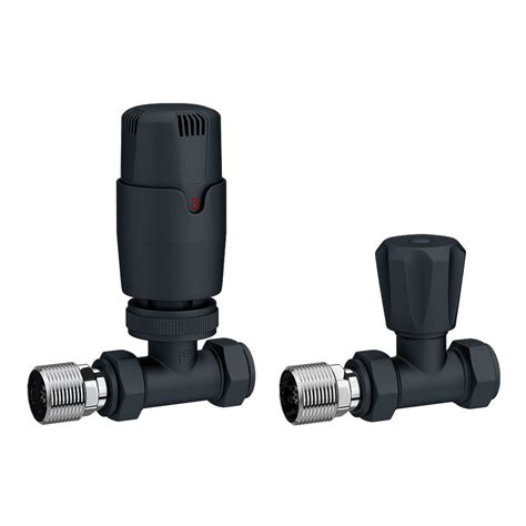 Monza Modern Anthracite Straight Thermostatic Radiator Valves Victorian Plumbing Uk