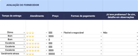 Planilha De Fornecedores Excel Cadastre E Avalie Seus Parceiros