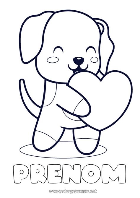 Coloriage N930 Mignon Coeur Chien