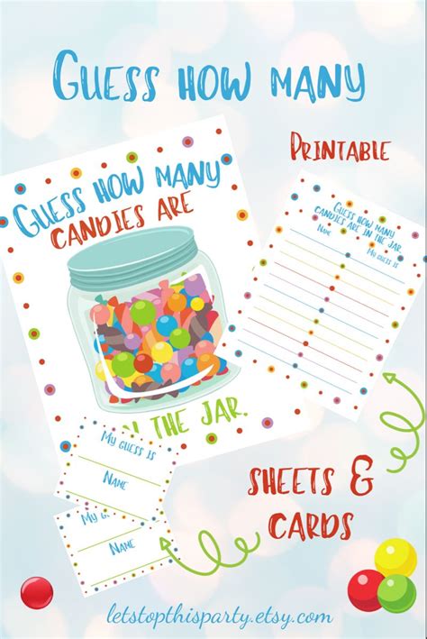 Guess How Many Candies Are in the Jar How Many Sweets Are in the Jar Party Game Party Fun Jar ...