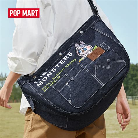 Pop Mart The Monsters Fall In Wild Serles Denim Messenger Bag