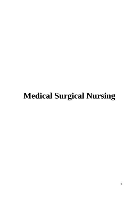 Best Medical Surgical Nursing Assignment