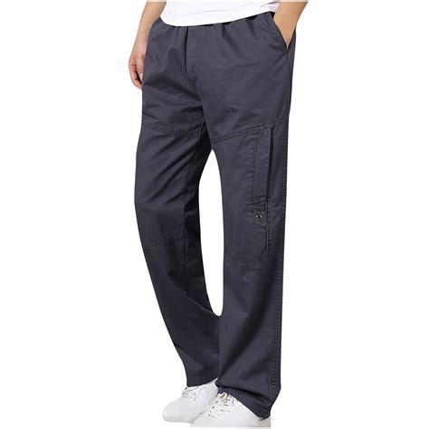 Elainilye Fashion Mens Athletic Pants Cargo Pants Slim Fit Solid Color Pants Casual Outdoor