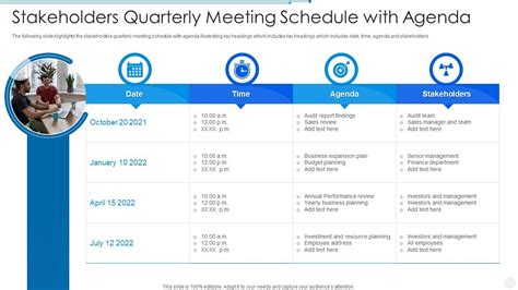 Stakeholders Quarterly Meeting Schedule With Agenda Presentation