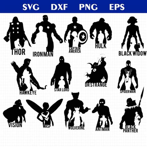 Avengers SVG Avengers Silhouette Marvel Silhouette Marvel Etsy