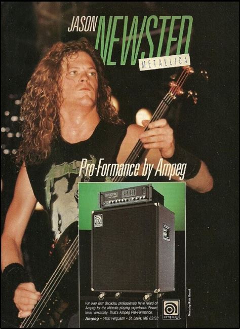 Metallica Jason Newsted 1989 Ampeg Pro Bass Guitar Amps Ad 8 X 11