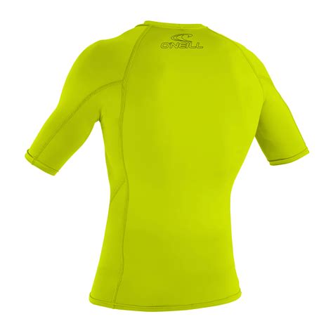 O Neill Basic Skins Mens Short Sleeve Rash Vest Lime Wetsuit Centre