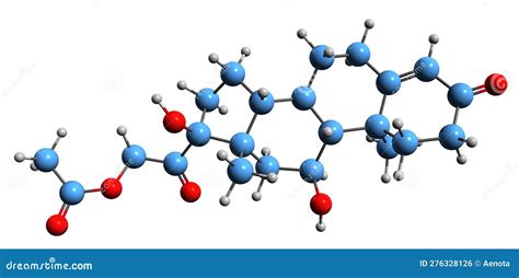 3d Image Of Hydrocortisone Acetate Skeletal Formula Stock Illustration