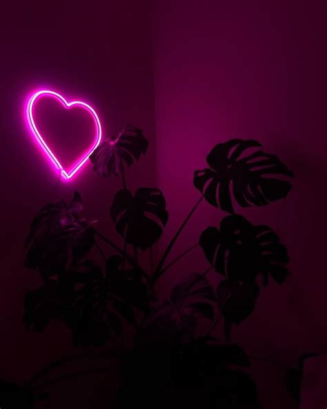 Neon Pink Heart-Shaped Sign Aesthetic Wallpaper