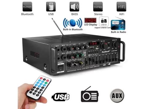 Sunbuck Bluetooth Eq Audio Amplifier Karaoke Home Theater Fm Radio