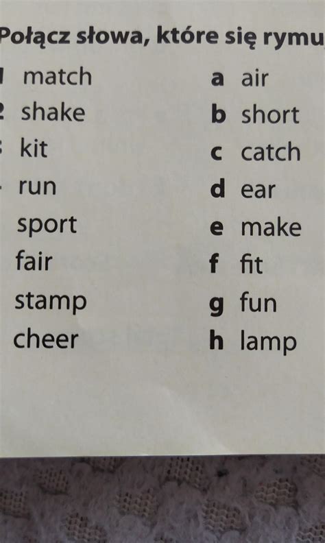 Połącz słowa , które się rymują - Brainly.pl 